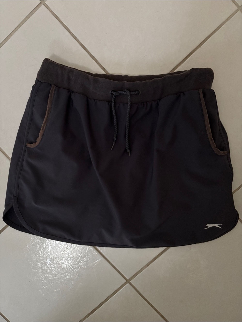 Slazenger Black Athletic Skort with Brown Contrast Piping